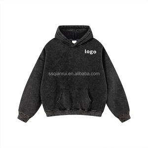 Sudadera con capucha para hombre personalizada, de alta calidad, estilo retro, desgastada, reutilizada, pesada y extragrande, tipo jersey. - Product Image 3