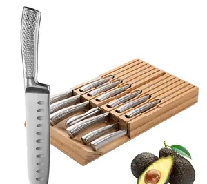 Hollow kolu kesici seti mutfak paslanmaz çelik mutfak bıçağı tüm çelik 14 parça kombinasyonu bıçak seti