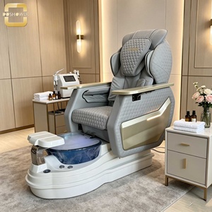 <span class=keywords><strong>Kursi</strong></span> Pedikur Elektrik PU Berlapis Abu-abu Premium Dengan Lampu LED Ambient, <span class=keywords><strong>Kursi</strong></span> Spa Kaki Salon Kuku Mewah untuk Salon Kuku - Product Image 3