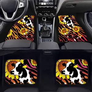 Custom Groothandel Auto Vloermat 4 Delige Set Zonnebloem Strepen/Luipaard Koe Print Auto Vloermatten Custom Volledige Luxe automatten Set