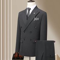 Traje de hombre de doble botonadura con bloques de color, antiarrugas, corte ajustado y cuello de muesca, precio mayorista