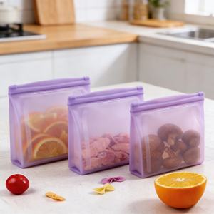 ถุงซิลิโคนเก็บอาหารรักษาความสดใหม่ในครัว ถุงเก็บอาหารแบบใช้ซ้ำได้ ป้องกันการรั่วซึม ถุงซิปล็อค ถุงซิลิโคนใส่อาหาร - Product Image 5