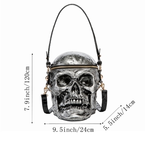 Bolso de noche con diseño de calavera divertido para mujer, bolso de mano con cremallera y cadena extraíble para Halloween, noche de conciertos - Product Image 6