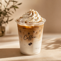 Gobelet jetable en PET personnalisé avec logo, 12oz, 14oz, 16oz, 18oz, 20oz, 24oz, pour matcha latte, café glacé, avec couvercles