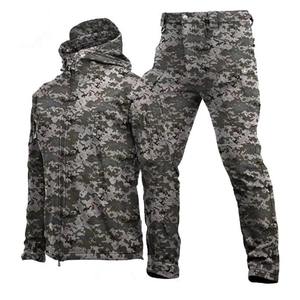 Veste tactique pour hommes ensemble extérieur doux pour hommes automne hiver polaire chaud alpinisme coupe-vent costume tactique à capuche ensembles - Product Image 1