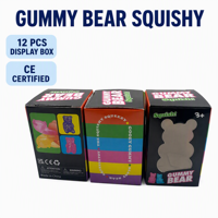 Jouet Squishy Oursons Gommeux Super Doux Anti-Stress à Presser Remplis de Paillettes, Boîte de Présentation de 12 Pièces pour Enfants de 3 Ans et Plus