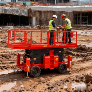 Elevadores de tijera binivelantes autopropulsados para terreno áspero de 10,3 m de altura máxima, plataforma de trabajo aérea, elevador para hombre - Product Image 1