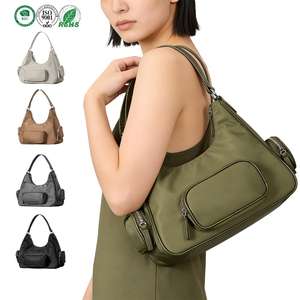 กระเป๋าสะพายไหล่ทรงครึ่งวงกลม สไตล์ไบค์เกอร์ พังก์ ชิค อเนกประสงค์ สำหรับผู้หญิง  วัสดุอ็อกซ์ฟอร์ดคุณภาพสูง พร้อมช่องใส่ของหลายช่อง  รับสกรีนโลโก้แบบพรีเมียม - Product Image 1