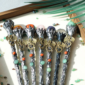 Großhandel natürliche Amethyst Kristall Zauberstab Schwarz gold Zauberstab Wicca Dragon Kristall Zauberstab - Product Image 1