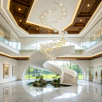 Lustre suspendu ovale créatif en verre et céramique pour hall d'hôtel, salon, villa et escalier en colimaçon