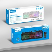 Juego de teclado y ratón para juegos con cable, combo de teclado y ratón con panel de metal para PC y portátil