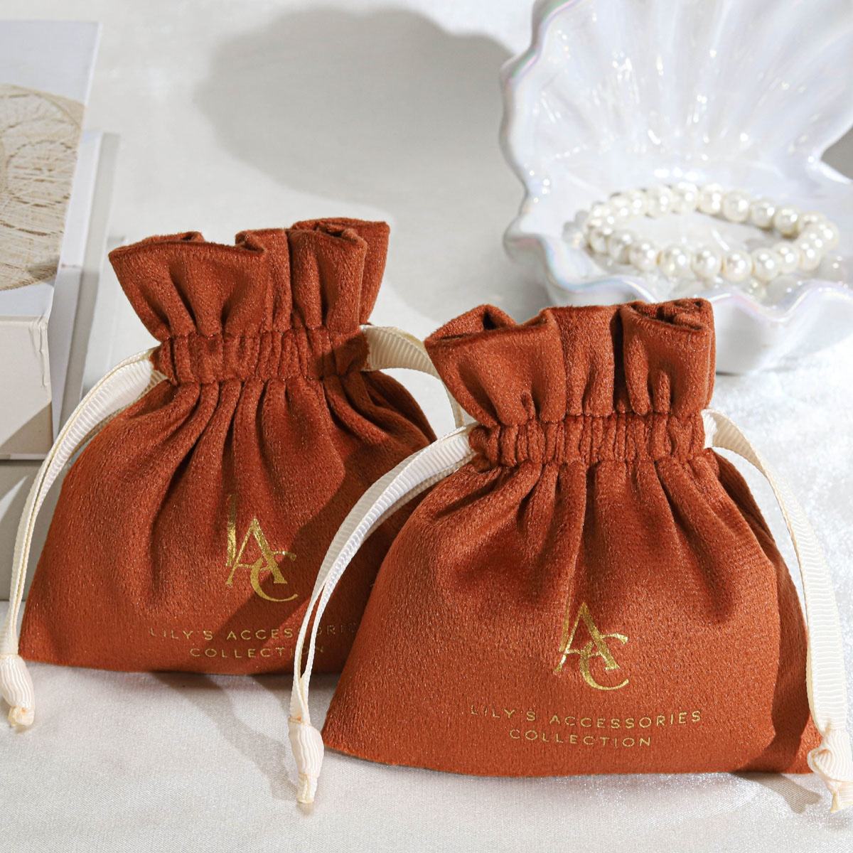 5x7 Velvet Jewelry Pouches Bags Custom Logo, Drawstring Design
