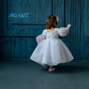 Robes de baptême pour bébé fille, nouvelle collection Meiqiai, dentelle blanche, manches longues, avec chapeau L3105xz - Product Image 3