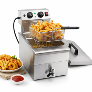 <span class=keywords><strong>Friteuse</strong></span> électrique professionnelle 10L à réservoir unique en acier inoxydable <span class=keywords><strong>avec</strong></span> minuterie, thermostat, limiteur et robinet de vidange d'huile - Product Image 4
