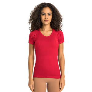 Camiseta Deportiva de Manga Corta y Cuello Redondo para Mujer, Corte Ajustado, Transpirable, 100% Algodón, Secado Rápido, para Yoga y Running, con Logotipo Personalizado - Product Image 2