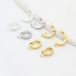 Fermoir pendentif ouvrable en or véritable 18 carats, couleur inaltérable, pour collier/bracelet DIY, breloque micro-pavée, fermoir de connexion en perles - Product Image 1