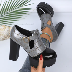 Chaussures à talons hauts professionnelles pour femmes, style européen et américain, à talon profond, nouvelle collection printemps, grandes tailles, color-block - Product Image 2