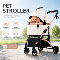 Poussette de luxe pour chien OEM ODM avec porte-bébé détachable, porte-gobelet, maille respirante, 4 roues, pliable, coussin doux pour petits animaux