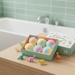 Bombes <span class=keywords><strong>de</strong></span> <span class=keywords><strong>bain</strong></span> pour enfants en gros sous marque privée, naturelles, végétaliennes, avec jouets dinosaures surprise à l'intérieur - Product Image 1