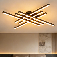 Plafonnier LED moderne à anneaux entrelacés en métal noir, lampe de plafond à intensité variable pour salon, chambre, salle à manger, hall d'entrée