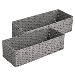 Cesta de Almacenamiento Multifuncional Ecológica de Yute y Hierba Marina, Tejida con Cuero, Bonita y Única, Regalo, 8 Cestas, Cubo, Lavandería, Bicolor, Escalera - Product Image 3