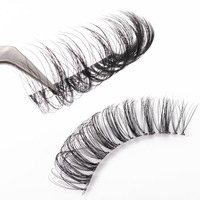 Faux cils en bande complète, effet naturel, avec bande invisible transparente, courbure D russe, tige hyaline, 3D multicouche, en vison synthétique, logo personnalisé
