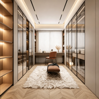 Armoire Modulaire Personnalisable avec Éclairage LED, Portes en Verre, Coiffeuse, Matériaux en Bois, Design Moderne, Écologique, DIY Maison 2