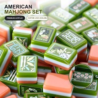 Tuiles de Mahjong Américain Vert Jade en Acrylique, 160 Pièces, Ensemble Quatre Couches, Jeu de Club, Cadeau, Fourniture de Détail