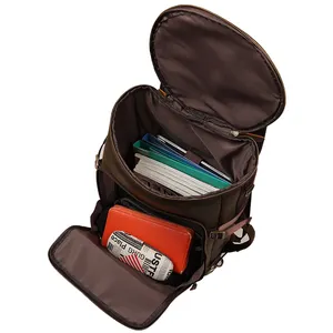 Vintage Custom Logo Cylinder Design Laptop Luxury Full Grain Leather Backpack For Men Genuine Leather Backpacks For Travel