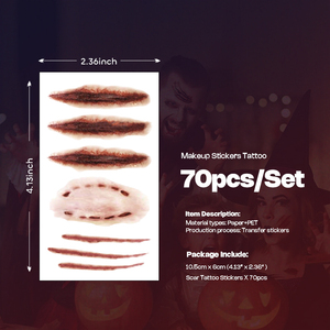 Livraison rapide, 70 autocollants de tatouage temporaire pour le visage, imperméables, à thème Halloween - Product Image 3