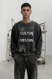 Felpa Vintage lavata da uomo <span class=keywords><strong>con</strong></span> stampa unica, <span class=keywords><strong>felpe</strong></span> da uomo a girocollo larghe da fornitore caldo - Product Image 2