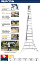 Escalera de Aluminio de 3 Patas Ajustables, Escalera Resistente para Recolectar Frutas, para Terrenos Inclinados, Terrenos Irregulares, Poda de Árboles