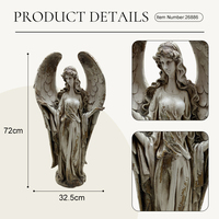 Figurine d'ange debout vintage en magnésie, bras ouverts, grandes ailes, pour décoration intérieure (église) et extérieure (jardin, commémoration) - Fabrication ODM