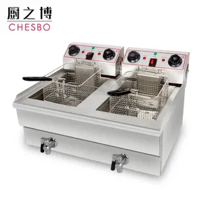 Donut Electric Fryer 8L Commercial Desktop Double Basket Chicken Donut Fryer Machine Electric Deep Oil Fryer W Temperature Limit Protection Setting