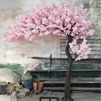 Pohon Sakura Jepang Putih Pink Indoor Outdoor Baru Tiba, Ukuran Besar 8ft, Plastik Buatan untuk Pernikahan Natal Tahun Baru
