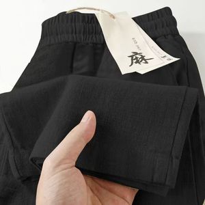 Nuevos pantalones de <span class=keywords><strong>lino</strong></span> puro de tela de cintura media plana Casual pantalones largos sueltos de verano pantalón de <span class=keywords><strong>lino</strong></span> fino de algodón - Product Image 4