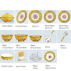 70-Piece High-End Porcelain <b>Dinnerware</b> <b>Set</b> with Gold Inlay Minimalist Design Oven Safe & Fade Resistant for Home Use - Product Image 6