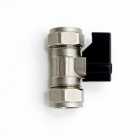 Vanne à boisseau sphérique en laiton D1035 pour gaz, à commande manuelle, extrémités à compression, poignée courte noire, vanne d'isolement, personnalisable OEM