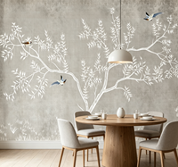 Papier peint mural personnalisé de style chinois avec des motifs floraux et d'oiseaux, papier peint auto-adhésif pour la chambre à coucher, le salon, la maison, l'hôtel, décoration murale