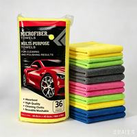 Lot de 36 chiffons de nettoyage pour voiture en microfibre, polyester et nylon, réutilisables pour le polissage et le lavage