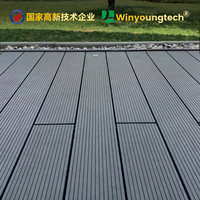 Papan Lantai Kayu WPC Hitam 25mm Anti Air, Anti Api, Anti Selip, Motif Lurus, Sistem Pengunci Ganda, Ramah Lingkungan untuk Taman