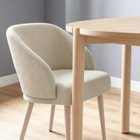 Ensemble de table à manger ronde nordique avec 4 chaises rembourrées, table de cuisine avec pieds en bois massif pour petit appartement, meubles de maison