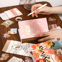 Kit de Diario de Flores Vintage en Acuarela Simno, Caja Completa de Suministros para Scrapbooking Floral con Cuaderno y Pegatinas PET