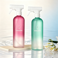 Bouteille pompe en verre Boston ronde vide personnalisée de 500 ml pour lotion corporelle, après-shampoing, savon liquide, shampoing, avec boîte cadeau – Vente en gros