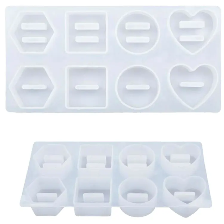 Round Heart Hexagon Resin Ring Holder Silicone Molds DIY Epoxy Craft Jewelry Display Stand for Home Wedding Decoration