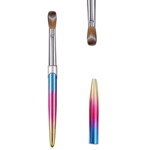 Pinceau à ongles ovale 100 % poils de Kolinsky purs, manche métallique dégradé pour application de poudre acrylique, extension d'ongles, pinceau de manucure - Product Image 3