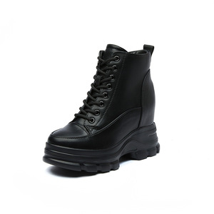 Loisirs avec talon caché chaussures hautes plate-forme Martin <span class=keywords><strong>bottes</strong></span> femmes 2021 nouveau automne et hiver <span class=keywords><strong>bottes</strong></span> en coton doublé polaire en cuir - Product Image 1