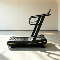 Tapis de course manuel incurvé auto-alimenté, équipement de fitness non motorisé pour entraînement cardio et cross-training avec écran LED