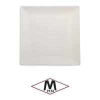 Assiette plate carrée Boston blanche 24 × 24 cm en grès M1934