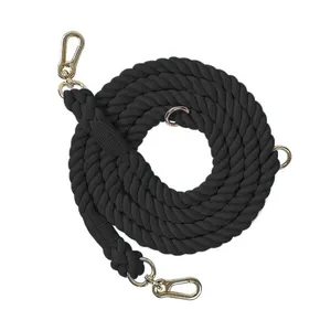 Wholesale Stocked New Designer Personalized Pet Accessories Recycled Luxury Braided Double Two Hooks Hands Free Rope Dog Leash